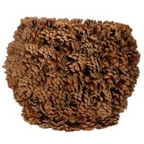 gjenstander Dekorativ blomsterkasse med kongler, naturlig utseende, 27 cm. Rund konglepotte, naturbrun, laget av kongler, 27 cm x 22 cm.