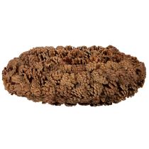 gjenstander Rund konglepotte som blomsterkasse, 38 cm; rund konglepotte, naturbrun, laget av kongler, 38 cm x 14 cm