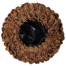 gjenstander Rund konglepotte som blomsterkasse, 38 cm; rund konglepotte, naturbrun, laget av kongler, 38 cm x 14 cm