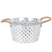 gjenstander Sinkskål, dekorativ skål, metall med tauhåndtak, Ø22 cm H12 cm