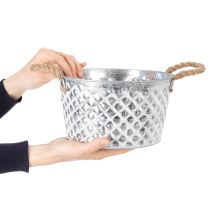 gjenstander Sinkskål, dekorativ skål, metall med tauhåndtak, Ø22 cm H12 cm