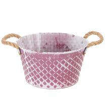 gjenstander Sinkskål, diamantformet med tauhåndtak, fiolett/hvitvasket, Ø24,5 cm H14 cm