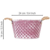 gjenstander Sinkskål, diamantformet med tauhåndtak, fiolett/hvitvasket, Ø24,5 cm H14 cm