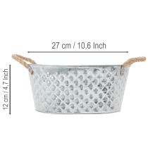 gjenstander Oval sinkskål med tauhåndtak, 27 cm x 17,5 cm, H12 cm