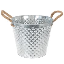 gjenstander Sinkgryte, diamantformet, med tauhåndtak, hvitkalket, Ø24,5 cm H21 cm