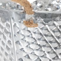 gjenstander Sinkgryte, diamantformet, med tauhåndtak, hvitkalket, Ø24,5 cm H21 cm