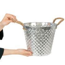 gjenstander Sinkgryte, diamantformet, med tauhåndtak, hvitkalket, Ø24,5 cm H21 cm