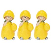 gjenstander Sitronbarnfigurer, søt borddekorasjon for sommeren i vintagestil, stuer og balkonger, 9 cm, 3 deler