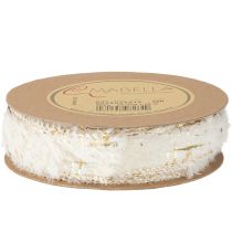 gjenstander Bånd med pelsdekorasjonsbånd kremfarget gull fuskepels 25mm 15m