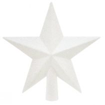 gjenstander Glitrende hvit tretopp 19cm - bruddsikker og glitrende, perfekt til elegant julepynt