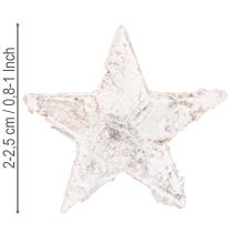 gjenstander Mini bjørkestjerner 2 cm - 2,5 cm hvitkalkede 150 stk