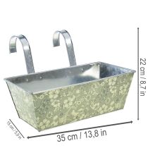 gjenstander Blomsterkasse med brakett, balkong, metall, 35x15 cm, H13 cm