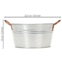 gjenstander Rund blomsterskål med håndtak, metallskål Ø17,5 cm H9 cm