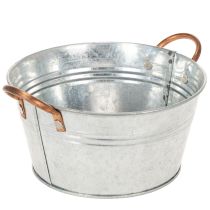 gjenstander Rund blomsterskål med håndtak, metallskål Ø17,5 cm H9 cm