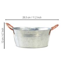 gjenstander Rund blomsterskål med håndtak, metallskål, Ø21 cm, H9,5 cm