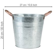 gjenstander Blomsterpottebøtte med håndtak, metalldekorasjon, Ø19 cm H17 cm