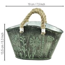 gjenstander Blomsterpotte med håndtak, veske, metall, jute, 19 × 13,5 × 13,5 cm