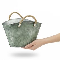 gjenstander Blomsterpotte med jutehåndtak, metallveske, 31 × 20 × 17 cm