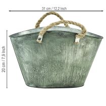 gjenstander Blomsterpotte med jutehåndtak, metallveske, 31 × 20 × 17 cm