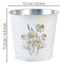 gjenstander Metallblomsterpotte, hvit, 12,5 cm høy, 11,5 cm høy