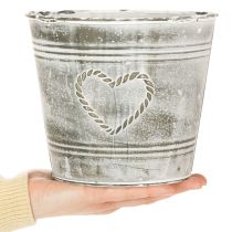 gjenstander Shabby Chic blomsterpotte, metallplanter, hjerteformet, Ø17,5 cm, H15,5 cm