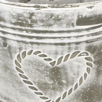 gjenstander Shabby Chic blomsterpotte, metallplanter, hjerteformet, Ø22 cm, H17,5 cm