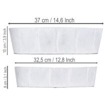 gjenstander Oval metallskål i hvitt og sølv, 32,5 cm/37 cm, sett med 2