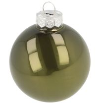 gjenstander Julekuler i glass, blanke, i oliven og sølvgrått, 5 cm, 24 stk.
