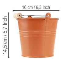 gjenstander Dekorativ metallbøtte/plantekasse, oransjebrun, Ø16 cm, H14,5 cm, 1,6 l
