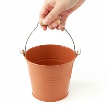 gjenstander Dekorativ metallbøtte/plantekasse, oransjebrun, Ø16 cm, H14,5 cm, 1,6 l