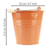 gjenstander Dekorativ metallbøtte/plantekasse, oransjebrun, Ø22 cm, H21,5 cm, 6 l