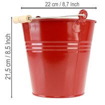 gjenstander Dekorativ metallbøtte/plantekasse, rød, Ø22 cm, H21,5 cm, 6 l