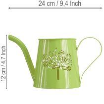 gjenstander Dekorativ vannkanne i metall, løvetanndesign, grønn, 12 cm høy, 2 stk., dekorativ vase, shabby chic