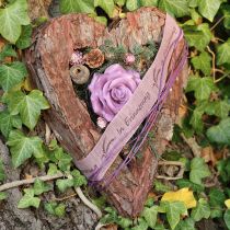 gjenstander Dekorativt hjerte, åpen furubark, høstdekorasjon, gravdekorasjon, borddekorasjon, plantesett 30×24 cm