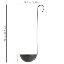 gjenstander Dekorativ plantekasse med murskje, antrasitt, hengende, Ø16,5 cm, 2 stk.