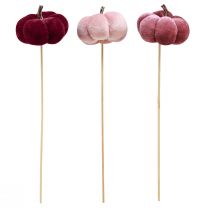 gjenstander Dekorativt gresskar laget av stoff gresskar på pinne burgunder rosa Ø7cm 9 stk