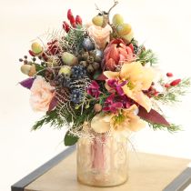 gjenstander Dekorative Protea kunstige kunstige blomster rød-oransje 34 cm 3 stk