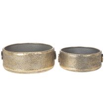 gjenstander Dekorativ bolle, antikk utseende, metallplantekasse, gyllen, Ø37/31 cm, sett med 2