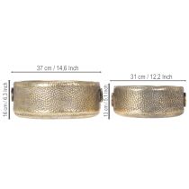 gjenstander Dekorativ bolle, antikk utseende, metallplantekasse, gyllen, Ø37/31 cm, sett med 2