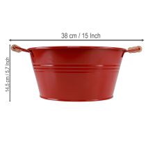gjenstander Dekorativ skål med håndtak, blomsterskål i metall, rød, Ø29 cm, H14,5 cm