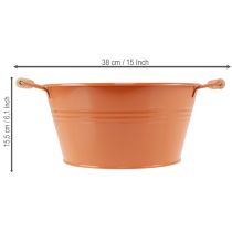 gjenstander Dekorativ bolle med håndtak, metall, oransjebrun, Ø29 cm, H14,5 cm