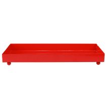 gjenstander Dekorativt brett rektangulært rødt metallbrett med føtter 30×15 cm