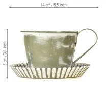 gjenstander Dekorativ kopp metall hvitvasket antikk Ø9cm H8cm 2 stk