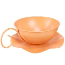 gjenstander Dekorativ kopp Ø16cm H9cm med metallplate, oransje, 2 stk.