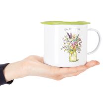 gjenstander Dekorativt krus/blomsterpotte, emaljert, Ø11,5 cm H10 cm