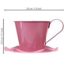 gjenstander Dekorativ tekopp metallkopp med tallerken rosa Ø12 H10cm 8 stk