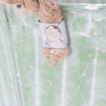 gjenstander Dekorativ potte, metallbøtte for planting, blomsterkasse med håndtak, rosa/grønn/gul shabby chic Ø15cm H13cm 3-delers sett