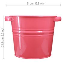 gjenstander Dekorativ potte, rosa metallblomsterpotte med håndtak, 31x26x21,5 cm