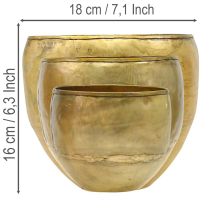 gjenstander Dekorative vaser i messinglook i metall Ø18/15/12,5 cm, sett med 3