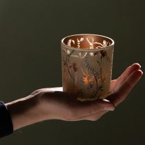 gjenstander Dekorativ glasslykt med blomstermotiv for stemningsfulle interiørdetaljer, 8 cm, 4 stk.